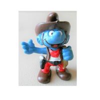 schtroumpf cowboy avec lasso marron 1981 Peyo Schleich Made in Portugal