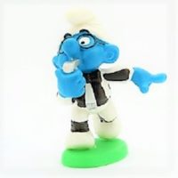 schtroumpf arbitre sur socle vert 1994 Peyo Schleich