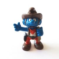 schtroumpf Cowboy avec lasso blanc 1981 Peyo Schleich Made in Hong Kong