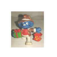Schtroumpf avec cadeau et lanterne 1984 Peyo Applause Schleich Made in Portugal