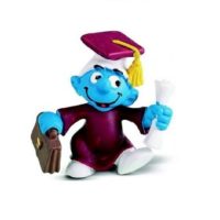 schtroumpf universitaire avec cartable et diplôme 1981 Peyo Schleich