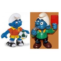 2 schtroumpfs footballeur et arbitre 2000 et 2003 PEYO Schleich