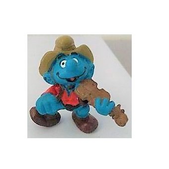Schtroumpf avec chapeau et violon 1982 Peyo Schleich W.Germany