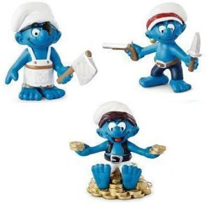 3 schtroumpfs pirate 2013 Peyo Schleich Made in Germany