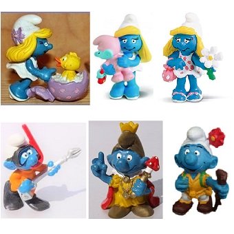 6 schtroumpfs et schtroumpfettes lot de figurines Peyo Schleich.