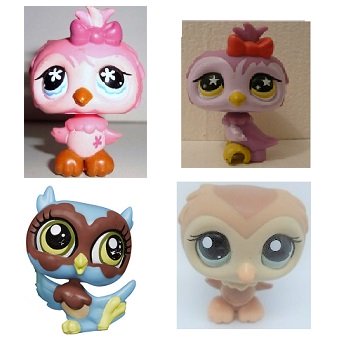 Chouette et Hibou petshop lot de 4 (LPS) Hasbro.