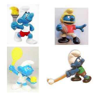 4 schtroumpfs sportif Peyo Schleich.