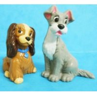 2 figurines La Belle et le Clochard Disney Bullyland.