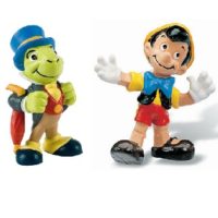 Pinocchio et Jiminy Cricket 2 figurines Disney Bullyland Peint a la main.