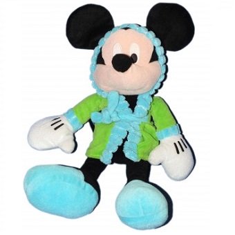 Mickey Peluche avec peignoir vert et bleu Disney.