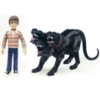 Harry Potter (avec pull rayé gris et rouge) + chien cerbère a 3 têtes 2003 papo