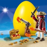 Pirate Playmobil figurine avec Canon et trésor neuf dans Œuf surprise jaune 9415