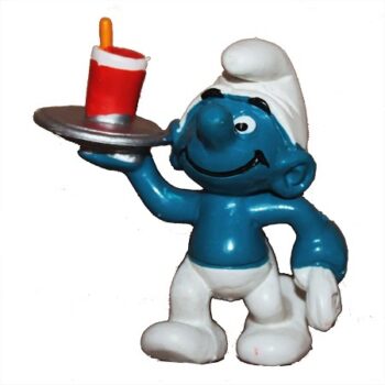 Schtroumpf serveur avec plateau 1982 Peyo Schleich W.Germany.