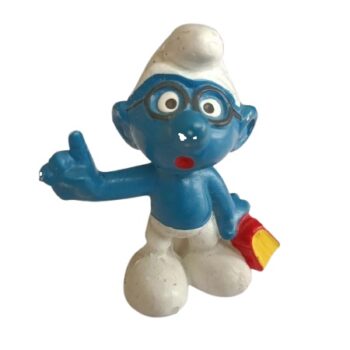 Schtroumpf a lunette avec livre 1977 PEYO Schleich