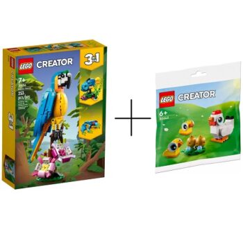 LEGO Creator 31136 Le Perroquet Exotique + La poule et les poussins de Pâques (Polybag 30643)