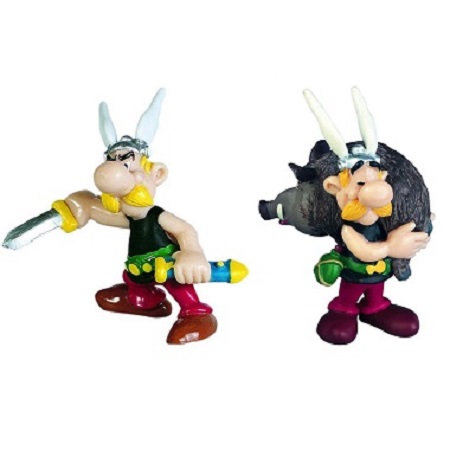 Astérix avec sanglier+Astérix avec Glaive 2 Figurines PLASTOY 1997 et 2002