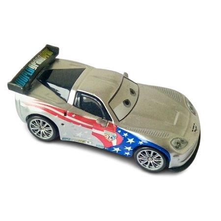 Jeff Gorvette exclusive Cars 2 Silver Racer Series de (DisneyPixar) avec finition métallisée.
