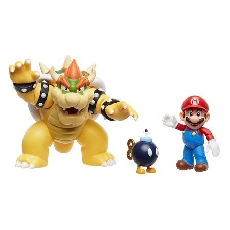 Figurines Mario, Bowser et Bob-Omb. Bowser’s Lava Battle Set Super Mario Jakks Pacific 2014